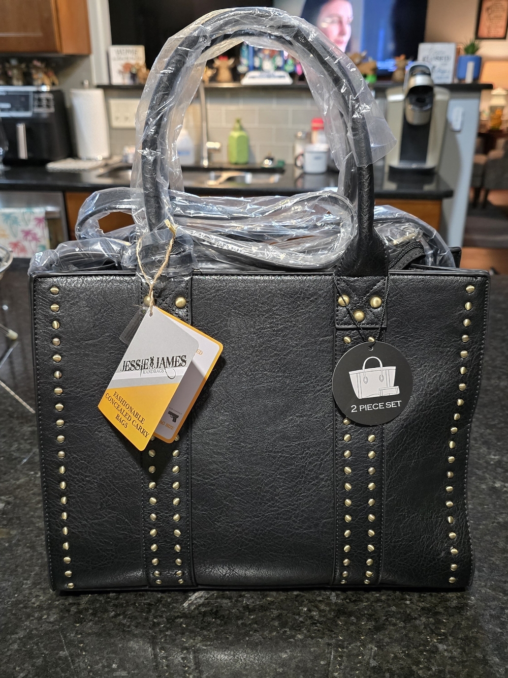 Jessie & James Black Studded Satchel - Two-Piece Set